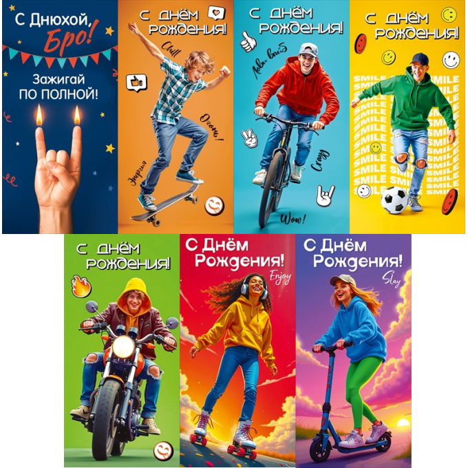 Конверт для денег С ДР! Молодежка Микс (7в*3)