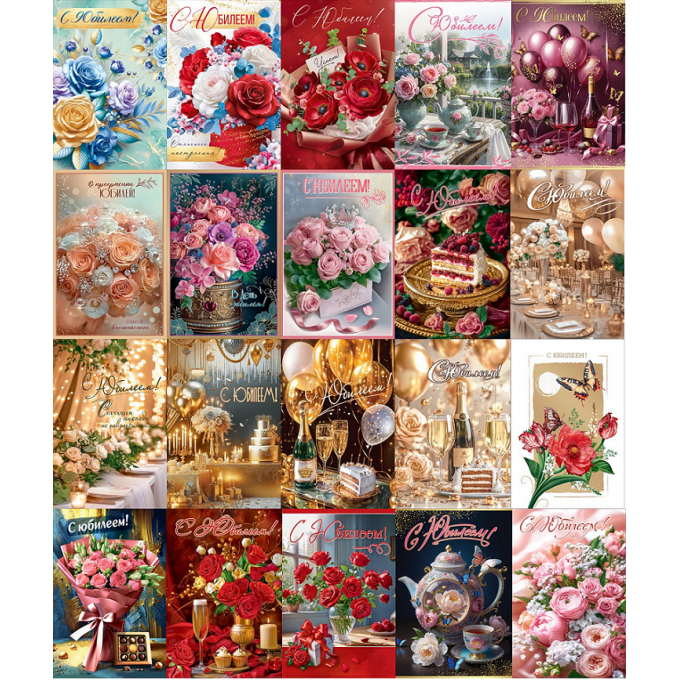 Открытка С Юбилеем! жен МИКС (20в*1)