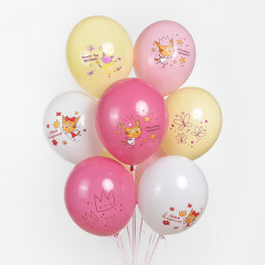 Воздушный шар латексный с рисунком 12"/30 см пастель Три Кота Принцессы, Ассорти