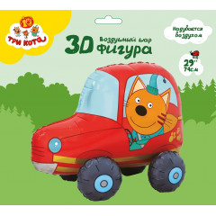 Воздушный шар фольгированный Фигура 3D 29"/74 см Три Кота Компот в машинке