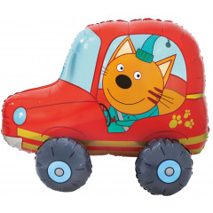 Воздушный шар фольгированный 29\'\' Фигура Три Кота Компот в машинке 74 см