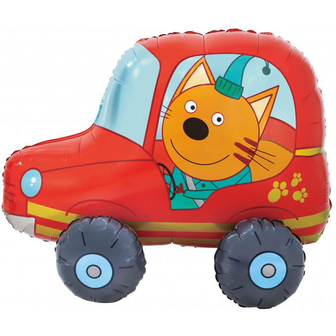 Воздушный шар фольгированный 29\'\' Фигура Три Кота Компот в машинке 74 см