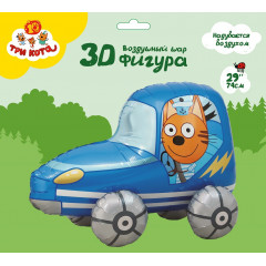 Воздушный шар фольгированный Фигура 3D 29"/74 см Три Кота Коржик в машинке