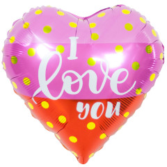Воздушный шар фольгированный 18\'\'/46 см Сердце Я люблю тебя (золотые точки)