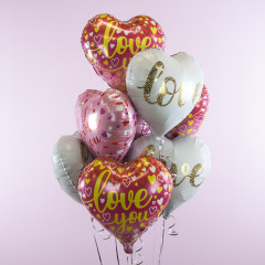 Воздушный шар фольгированный 18\'\'/46 см Сердце Люблю тебя (парящие сердца) Розовый