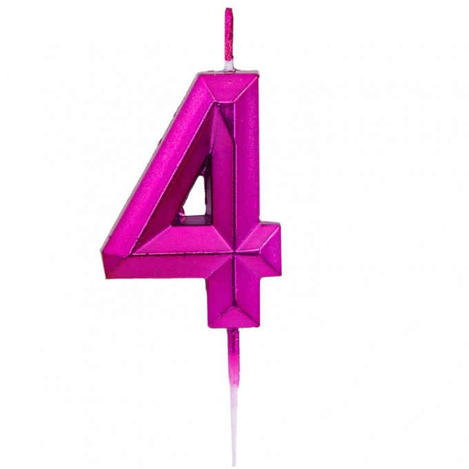 Свеча-цифра "4" Диамант Маджента 4,5см