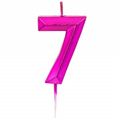 Свеча-цифра "7" Диамант Маджента 4,5см