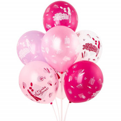 Воздушный шар латексный с рисунком 12" пастель шелкография С Днем Рождения! Красотка ассорти