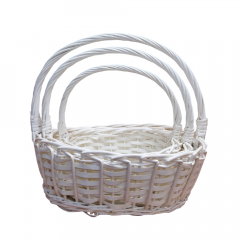 Набор корзин из 3 шт Ива Овал 38*30*13, 33*25*12, 28*20*10см Белый
