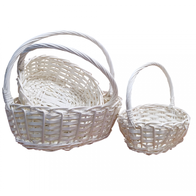 Набор корзин из 3 шт Ива Овал 38*30*13, 33*25*12, 28*20*10см Белый
