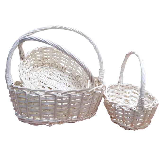Набор корзин из 3 шт Ива Овал 38*30*13, 33*25*12, 28*20*10см Белый