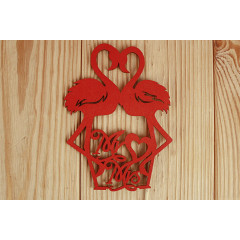 Топпер "Фламинго" 10*30 см МДФ 3мм, на шпажке, Красный