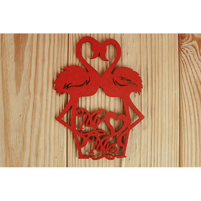 Топпер "Фламинго" 10*30 см МДФ 3мм, на шпажке, Красный