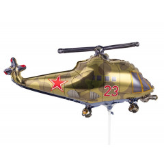 Воздушный шар фольгированный Мини-фигура 17"  Вертолет Хаки 43*25 см