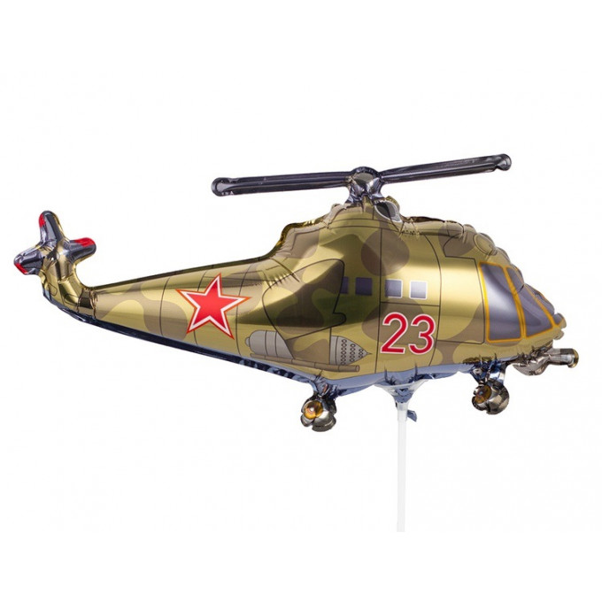 Воздушный шар фольгированный Мини-фигура 17"  Вертолет Хаки 43*25 см