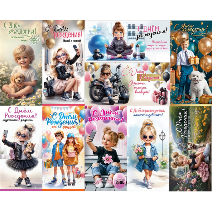 Конверт для денег С ДР! Детские Микс (10в*2)