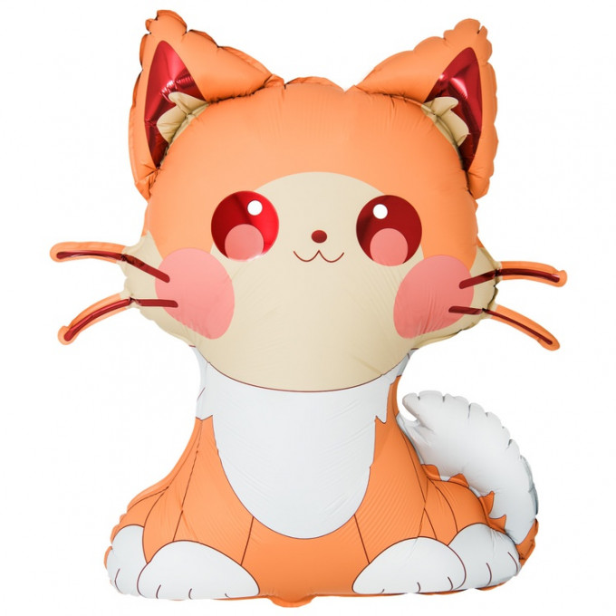 Воздушный шар фольгированный 32"/81см Фигура Котик усатый