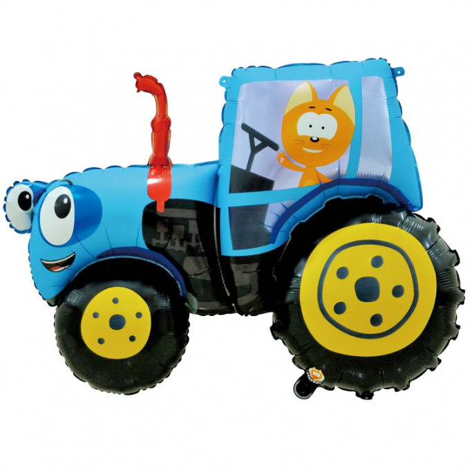 Воздушный шар фольгированный 43"/108 см Фигура Котэ и Синий Трактор
