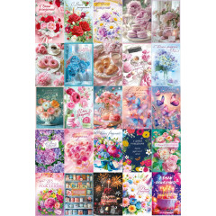 Открытка С Днем рождения! жен Микс (25в*1)