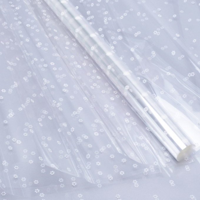 Пленка цветная 70см/200гр Цветочки белый