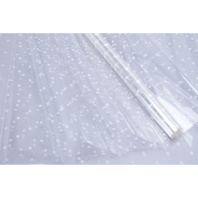 Пленка цветная 70см/200гр Цветочки белый