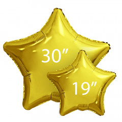 Воздушный шар фольгированный без рисунка 30"/76 см Звезда Золото
