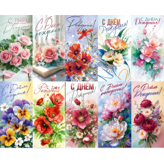 Конверт для денег С Днем рождения!  Микс (10в*2)