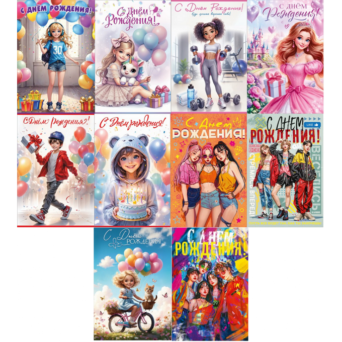 Открытка А5 СДР Микс (10в*2)