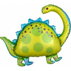 Воздушный шар фольгированный 15''/38 см Мини-фигура Динозавр Бронтозавр