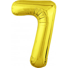 Воздушный шар фольгированный 40\'\'/102 см Цифра "7" Золото Slim в упаковке