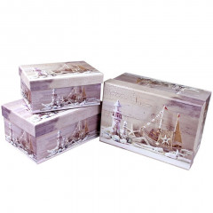 Коробка подарочная набор из 3 шт Прямоугольник 22*15*11,5 см МОРСКОЙ ДИЗАЙН