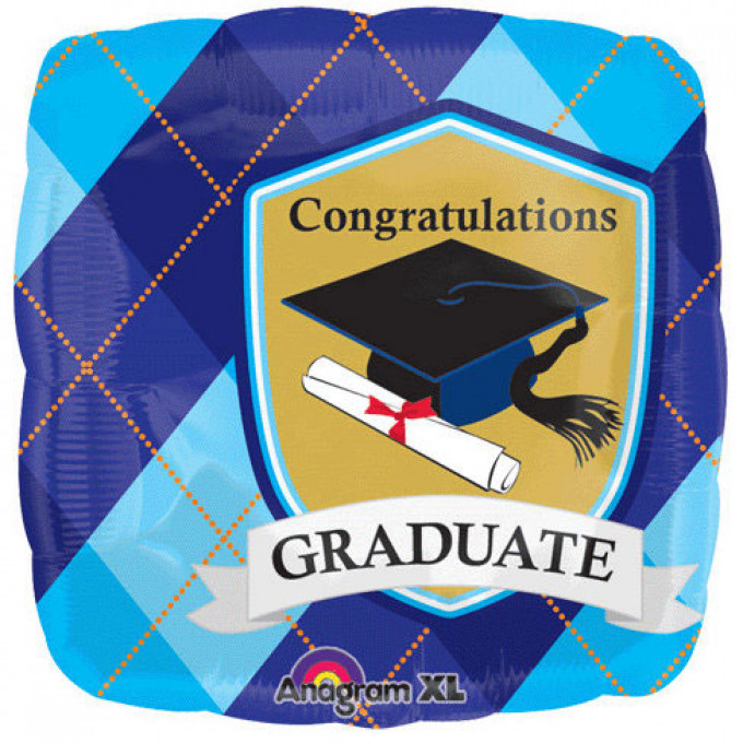 Воздушный шар фольгированный с рисунком 18" Поздравление выпускник