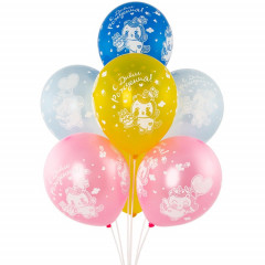 Воздушный шар латексный с рисунком 12" пастель шелкография С Днем рождения! Единорог счастлив АССОРТИ