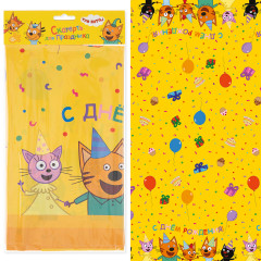 Скатерть п/э Три кота, Играем вместе, Желтый, 120*180 см