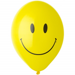 Воздушный шар латексный с рисунком 14" пастель Улыбка желтый