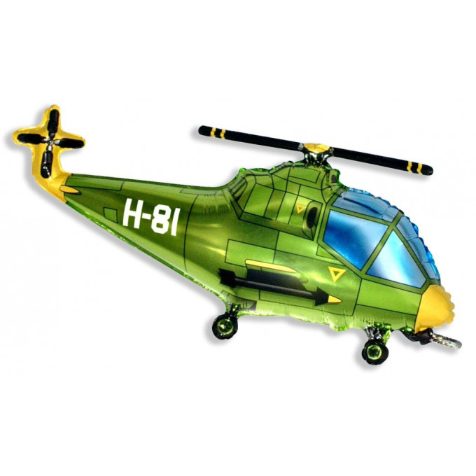 Воздушный шар фольгированнный 38" Фигура Вертолет зеленый 56*96см