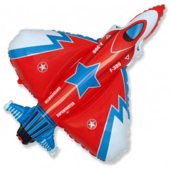 Воздушный шар фольгированный 39" Фигура Истребитель красный 99*95см