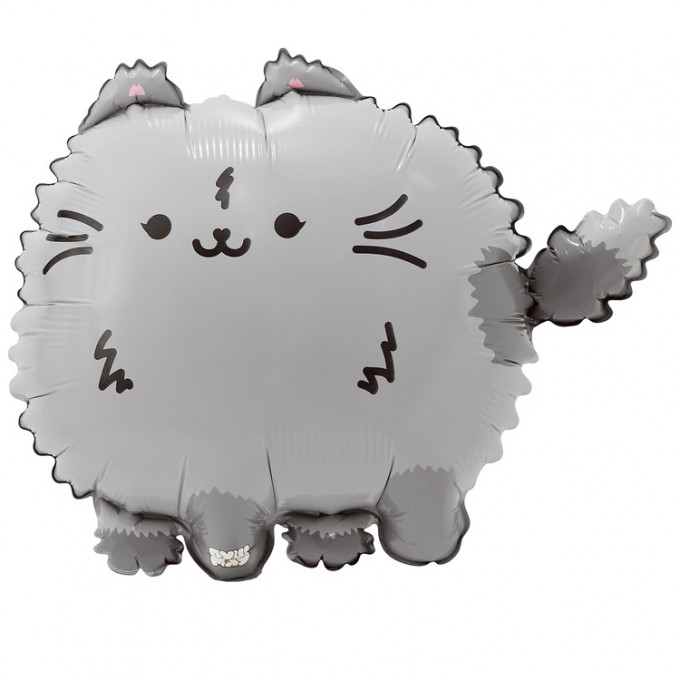 Воздушный шар фольгированный 20"/52 см фигура ПушМяу Кошка серая
