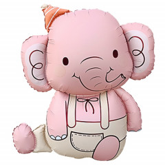 Воздушный шар фольгированный 35"/89 см фигура Слоненок розовый