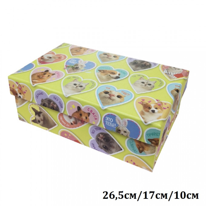 Коробка подарочная Прямоугольник 26,5*17*10 см ЗВЕРЮШКИ МЕМЫ