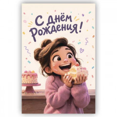Открытка с конвертом С днём рождения!