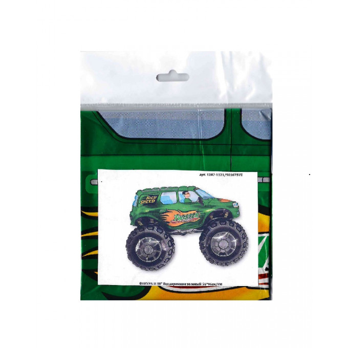 Воздушный шар фольгированный 38"/96см  Фигура Внедорожник зеленый