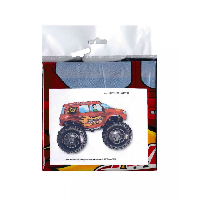 Воздушный шар фольгированный 38"/96 см Фигура Внедорожник красный