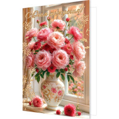 Открытка С Днем рождения! (золотые блестки)