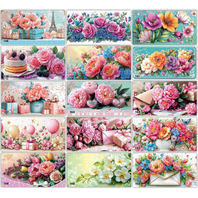 Конверт для денег Без надписи ЦВЕТЫ Женский Микс (15в*2)