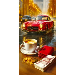 Конверт для денег без надписи (красная машина)