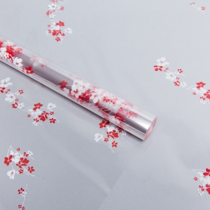 Пленка цветная 70см/200гр Анютины глазки бело-красный