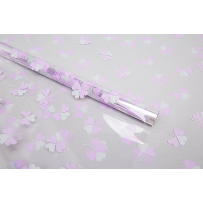 Пленка цветная 70см/200гр Клевер Серый жемчуг/сиреневый светлый