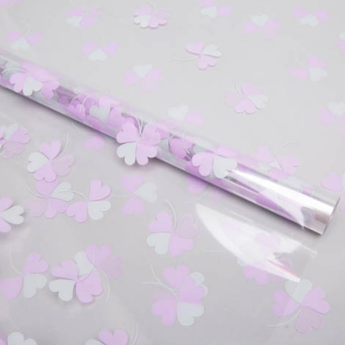 Пленка цветная 70см/200гр Клевер Серый жемчуг/сиреневый светлый