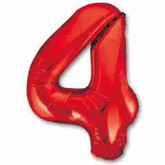 Воздушный шар фольгированный ЦИФРА 4 40"/102 см Красный/Red
